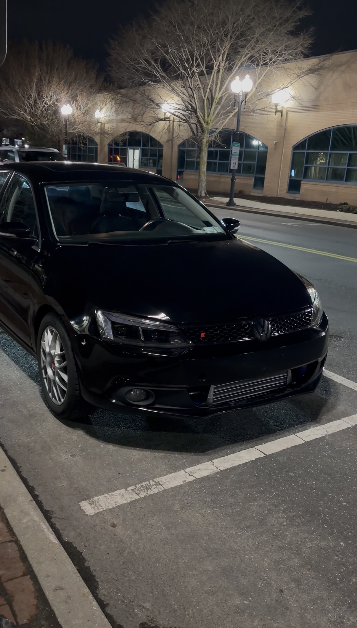 Black car parked at night