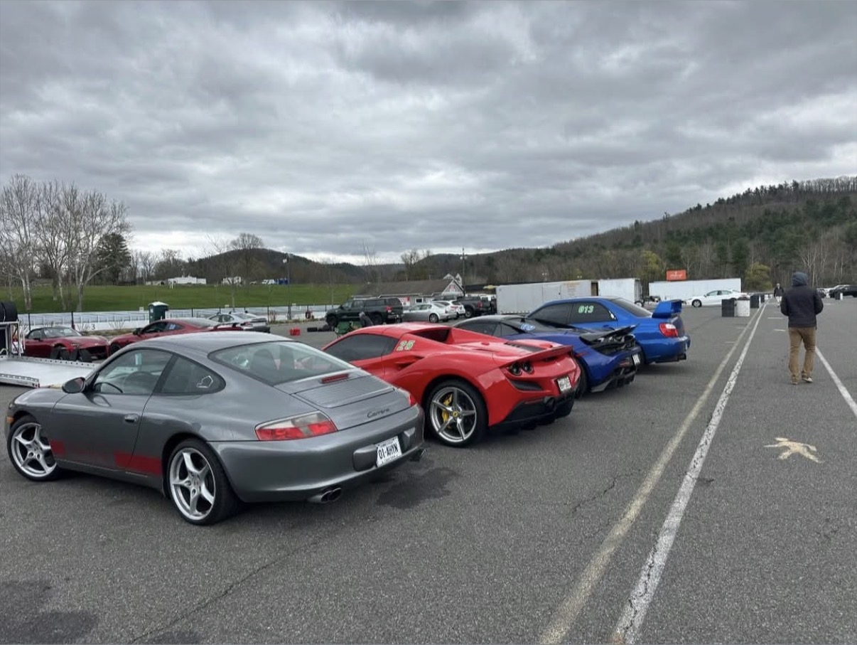 Cars lined up at race track
