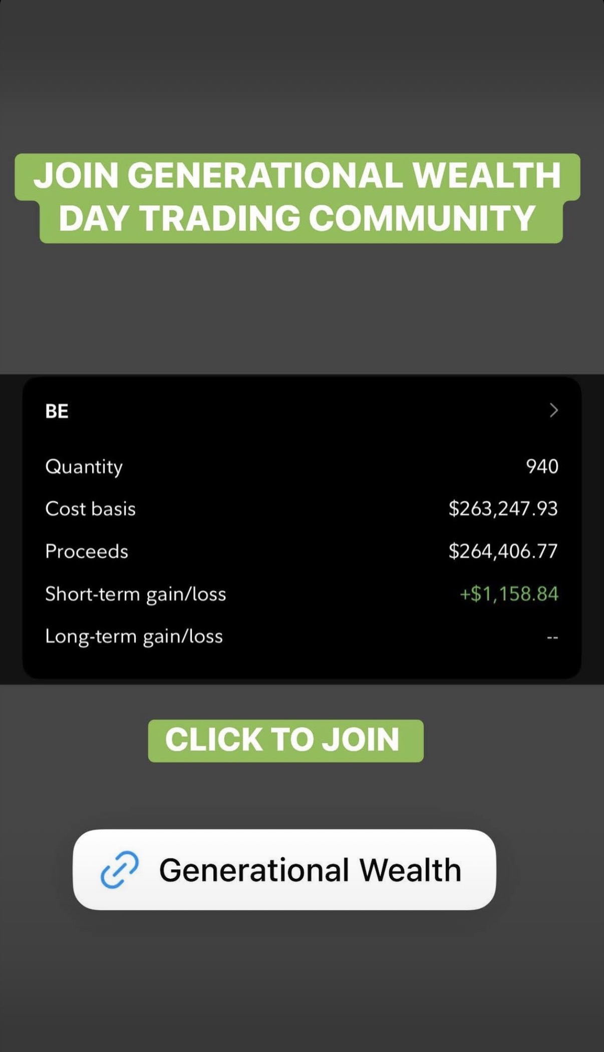 Community profit screenshot