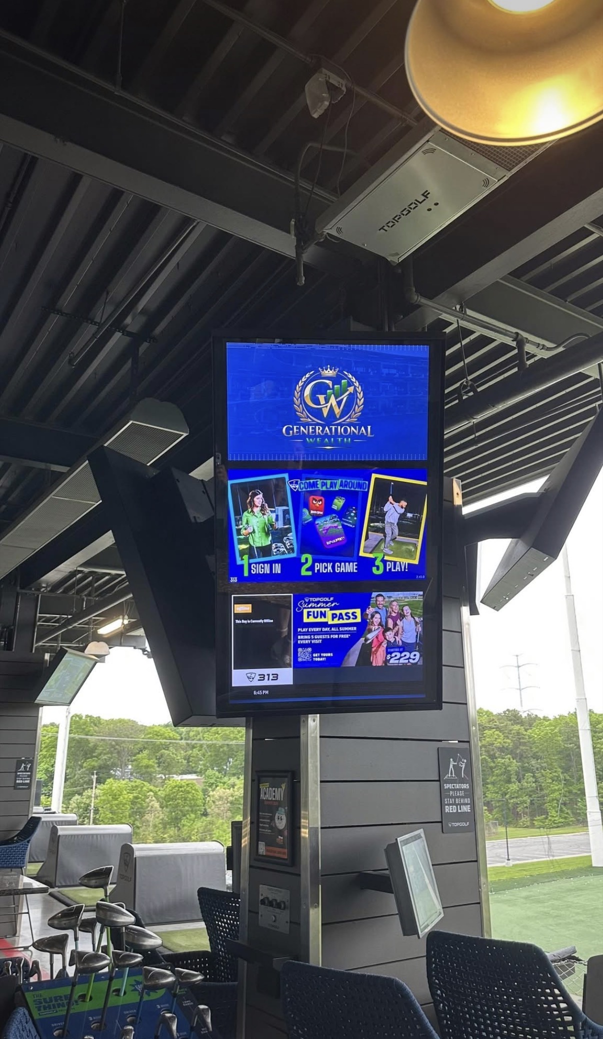 Generational Wealth feature on Topgolf display
